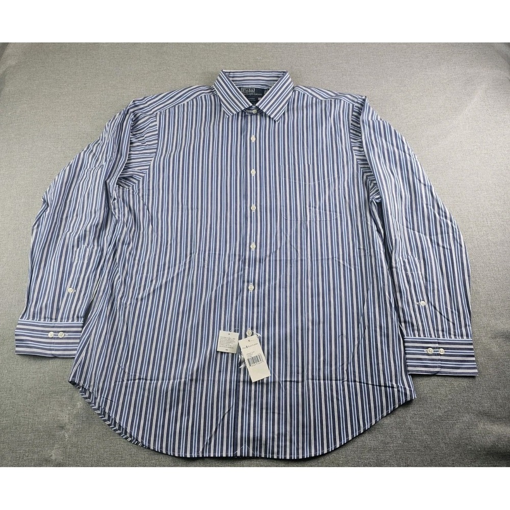 Vtg Polo Ralph Lauren Curham Shirt Men 17 Striped Button Down Long Sleeve Pony